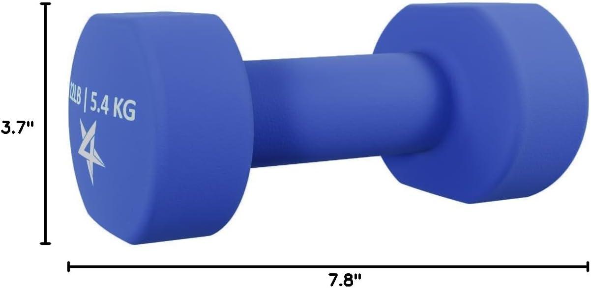 image:imageYes4All Neoprene Coated Dumbbell Hand Weight Sets of 2 Multiple Weight Options with 15 Colors Antiroll AntiSlip Hexagon ShapeJ Vivid Dark Blue 12lbs Pair