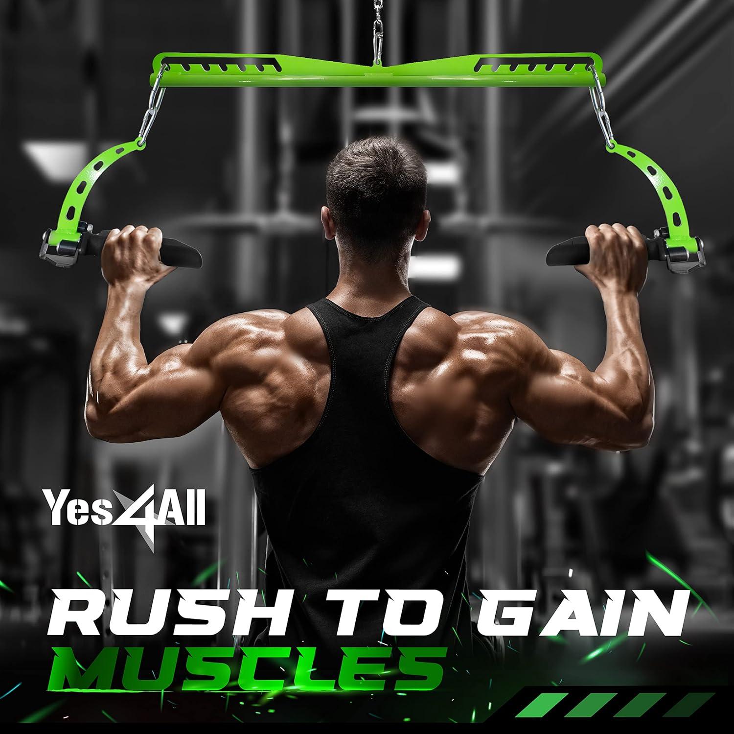image:imageYes4All Neutral Paddle Grip LAT Pull Down Bar Range of Motion Spreader Handle Cable AttachmentsLong Bar Press Down Attachment