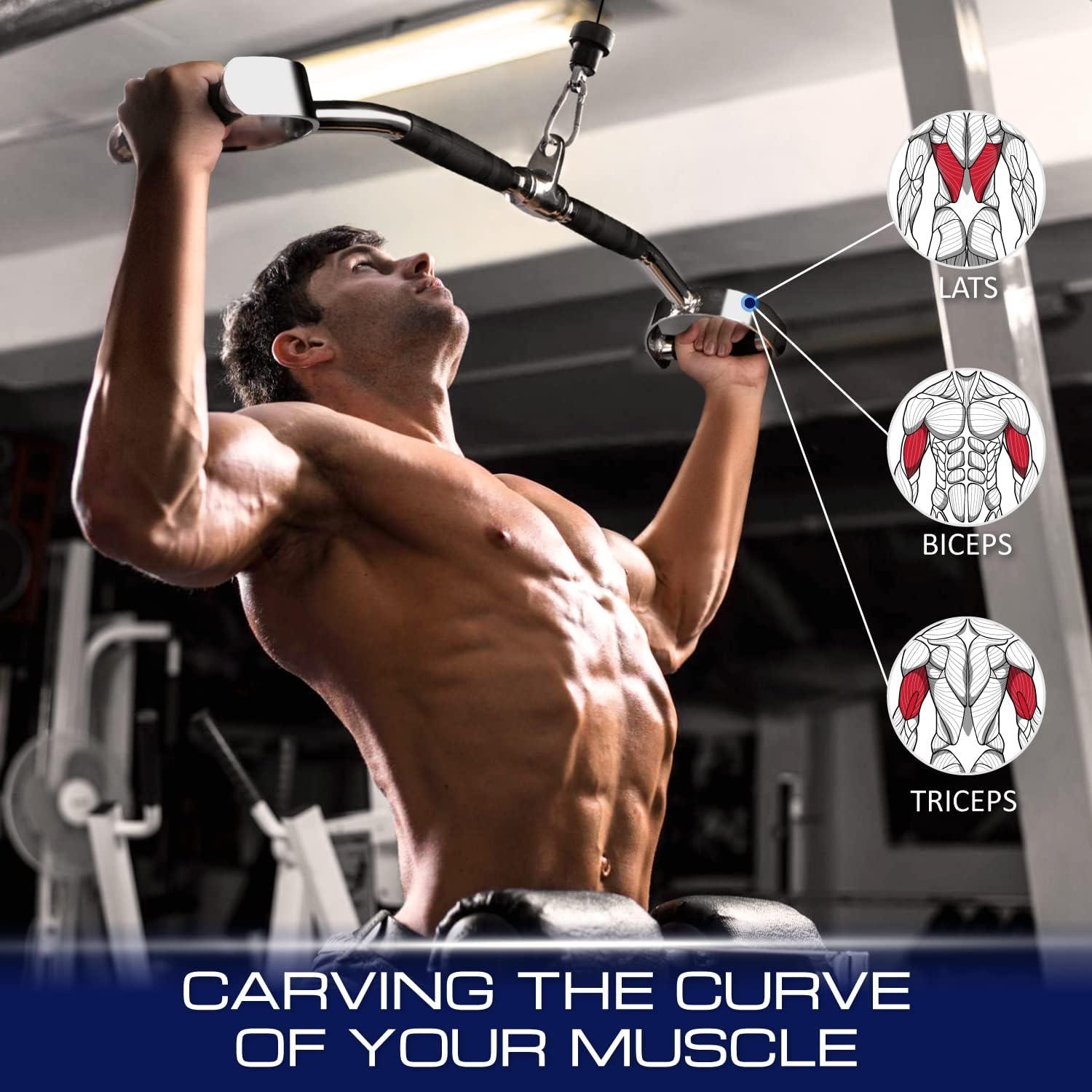 image:imageYes4All Neutral Paddle Grip LAT Pull Down Bar Range of Motion Spreader Handle Cable AttachmentsPress Down Bar 27 Inches