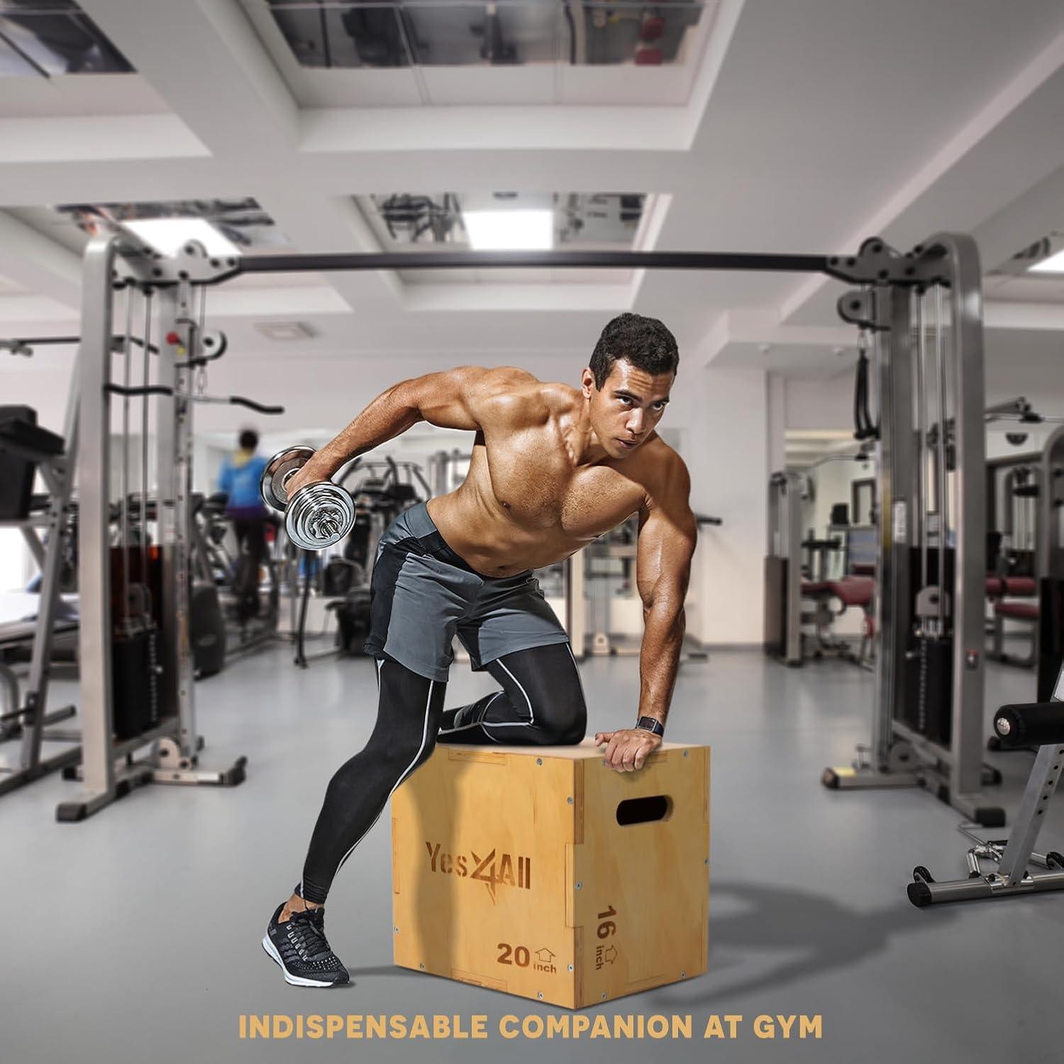 image:imageYes4All Plyo Box 3in1 Wooden Box Jumps for Home Gym 450 lbs Boxes Step Up with Smooth Edges amp Wide Builtin Handles for Jumping Strength Training Lunges Squats DipsA Wood Basic