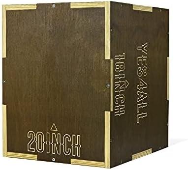 image:imageYes4All Plyo Box 3in1 Wooden Box Jumps for Home Gym 450 lbs Boxes Step Up with Smooth Edges amp Wide Builtin Handles for Jumping Strength Training Lunges Squats DipsC Wood Moss Brown