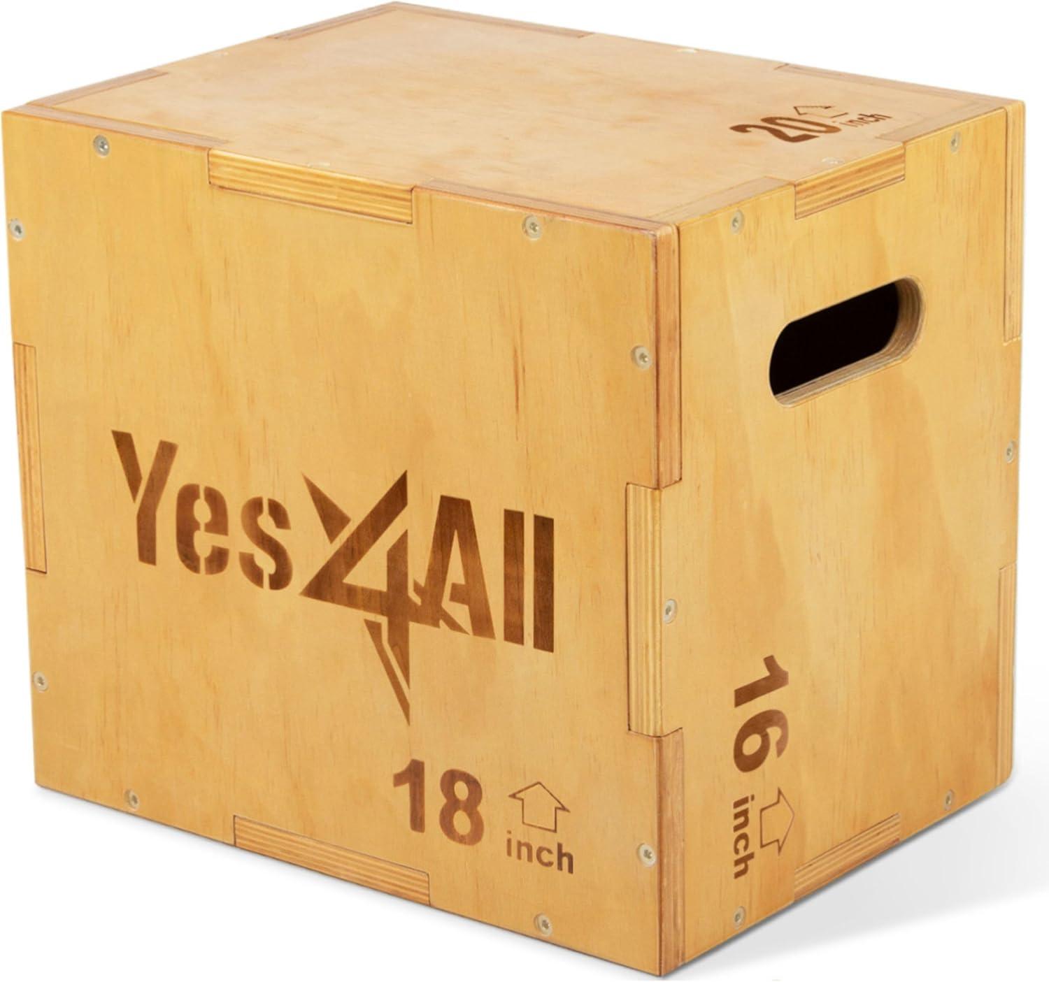 image:imageYes4All Plyo Box 3in1 Wooden Box Jumps for Home Gym 450 lbs Boxes Step Up with Smooth Edges amp Wide Builtin Handles for Jumping Strength Training Lunges Squats DipsA Wood Basic