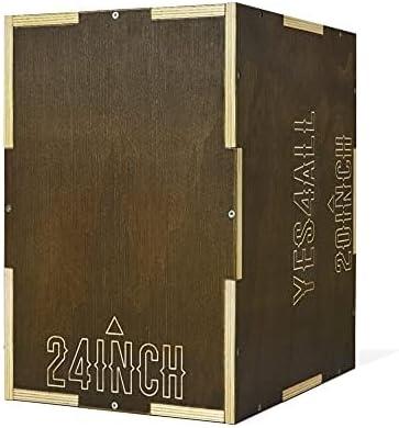 image:imageYes4All Plyo Box 3in1 Wooden Box Jumps for Home Gym 450 lbs Boxes Step Up with Smooth Edges amp Wide Builtin Handles for Jumping Strength Training Lunges Squats DipsC Wood Moss Brown