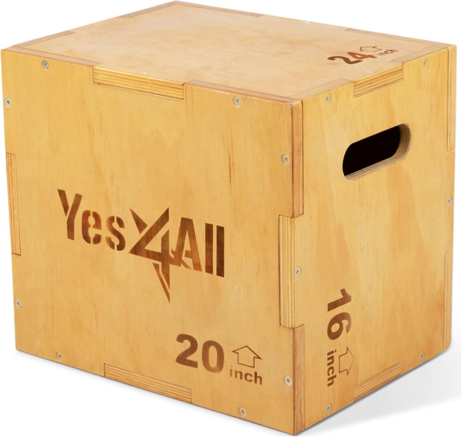 image:imageYes4All Plyo Box 3in1 Wooden Box Jumps for Home Gym 450 lbs Boxes Step Up with Smooth Edges amp Wide Builtin Handles for Jumping Strength Training Lunges Squats DipsA Wood Basic