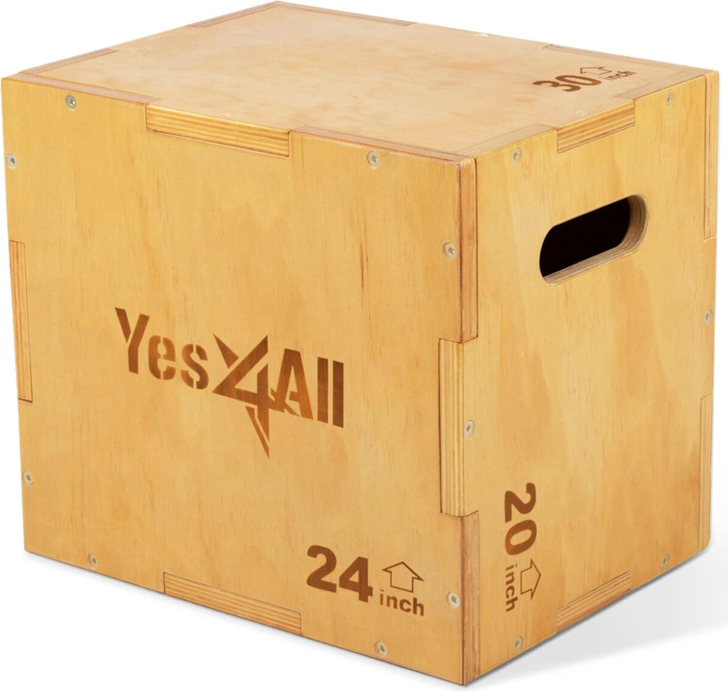 image:imageYes4All Plyo Box 3in1 Wooden Box Jumps for Home Gym 450 lbs Boxes Step Up with Smooth Edges amp Wide Builtin Handles for Jumping Strength Training Lunges Squats DipsA Wood Basic