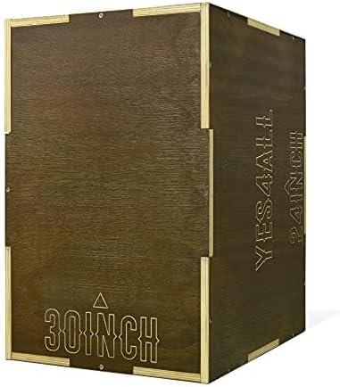 image:imageYes4All Plyo Box 3in1 Wooden Box Jumps for Home Gym 450 lbs Boxes Step Up with Smooth Edges amp Wide Builtin Handles for Jumping Strength Training Lunges Squats DipsC Wood Moss Brown
