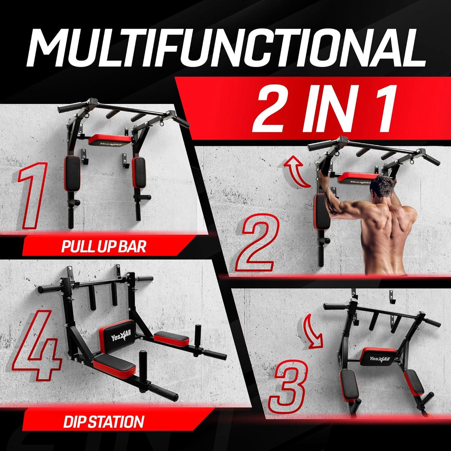 image:imageYes4All Pull Up Bar Wall Mounted Multifunctional Wall Mounted Pull Up Bar for Home Gym Workout Strength Training EquipmentA Multifunctional Wall Mounted Pull Up Bar