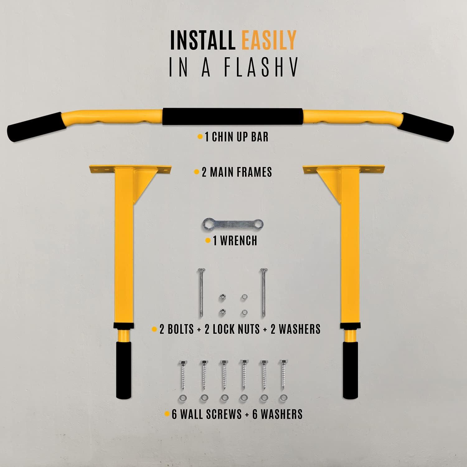 image:imageYes4All Pull Up Bar Wall Mounted Multifunctional Wall Mounted Pull Up Bar for Home Gym Workout Strength Training EquipmentB Standard Orange