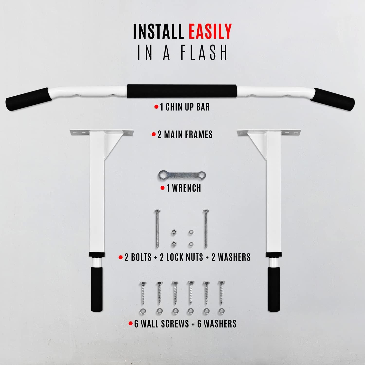 image:imageYes4All Pull Up Bar Wall Mounted Multifunctional Wall Mounted Pull Up Bar for Home Gym Workout Strength Training EquipmentC Standard White