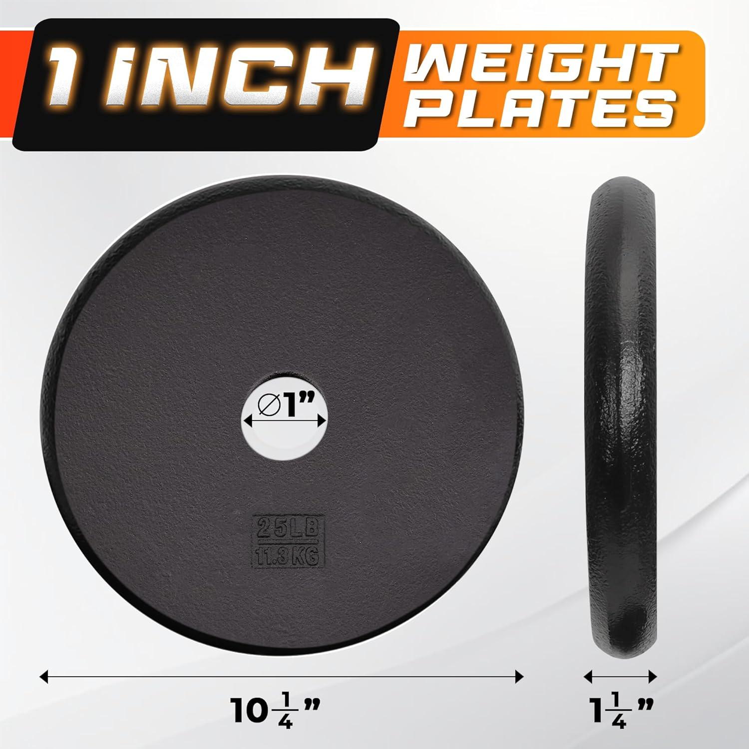 image:imageYes4All Standard 1 Cast Iron Weight Plate Ideal for Strength Training Multiple Weight 5LB to 25LB Single amp Set of 41Inch Center