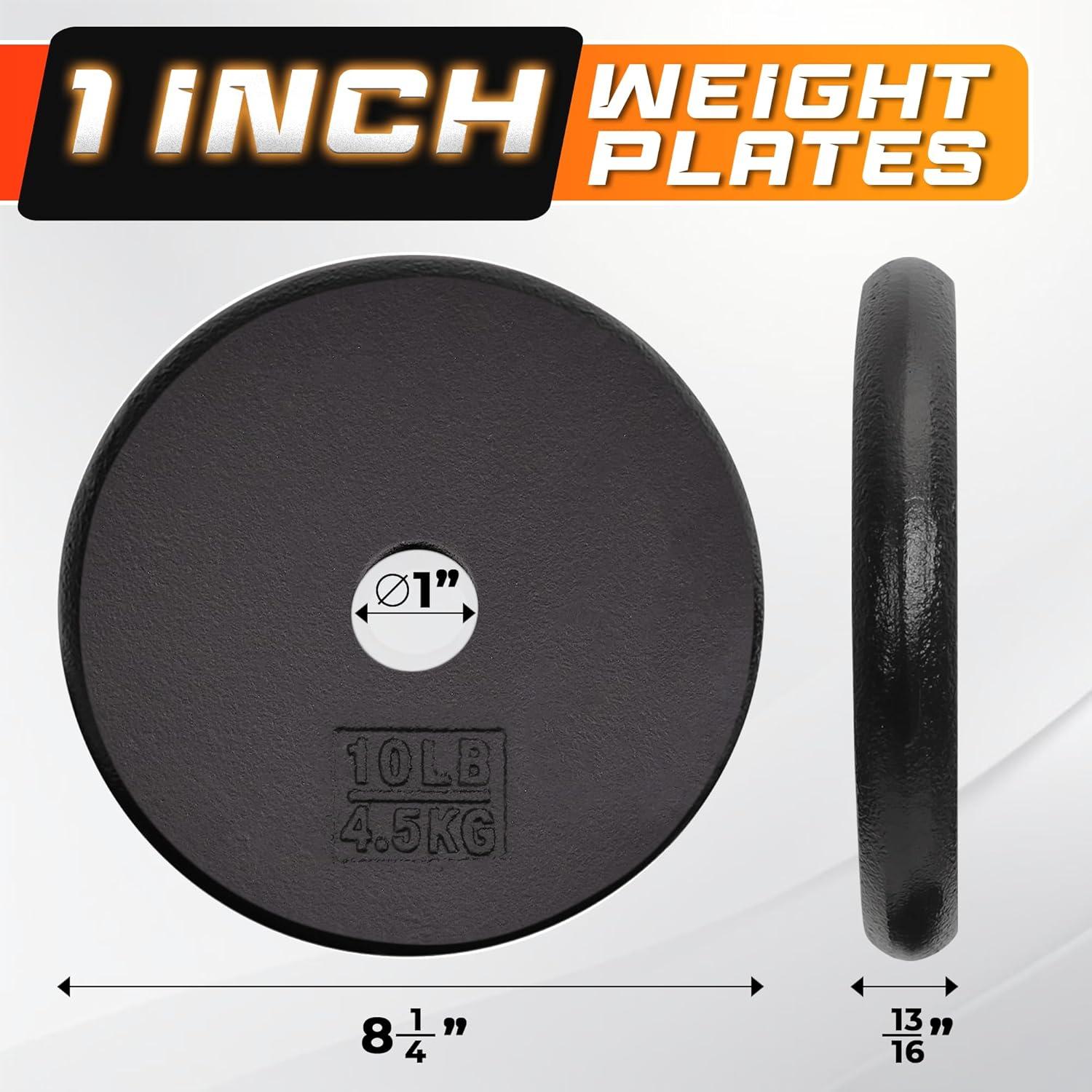 image:imageYes4All Standard 1 Cast Iron Weight Plate Ideal for Strength Training Multiple Weight 5LB to 25LB Single amp Set of 41Inch Center