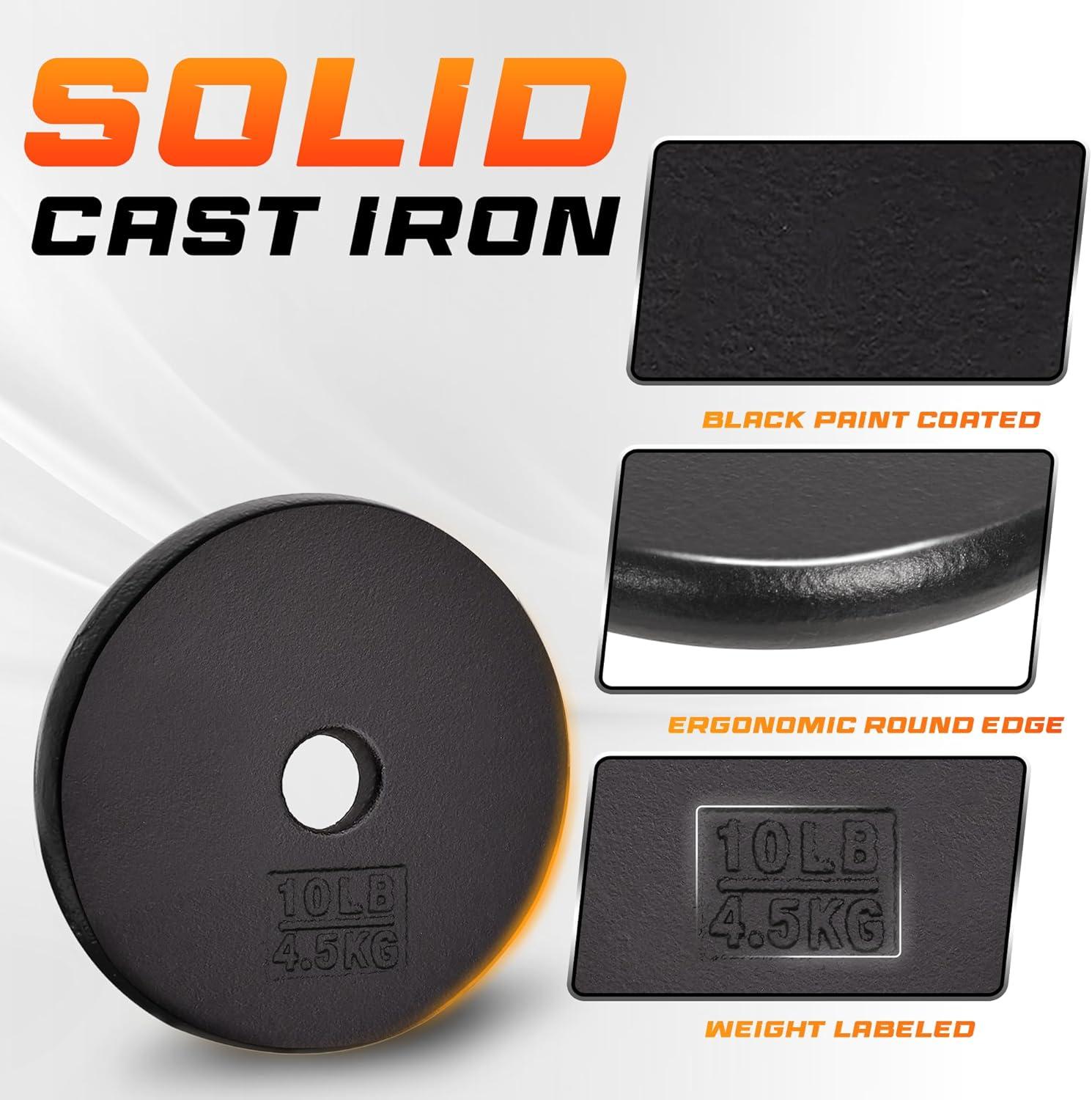 image:imageYes4All Standard 1 Cast Iron Weight Plate Ideal for Strength Training Multiple Weight 5LB to 25LB Single amp Set of 41Inch Center