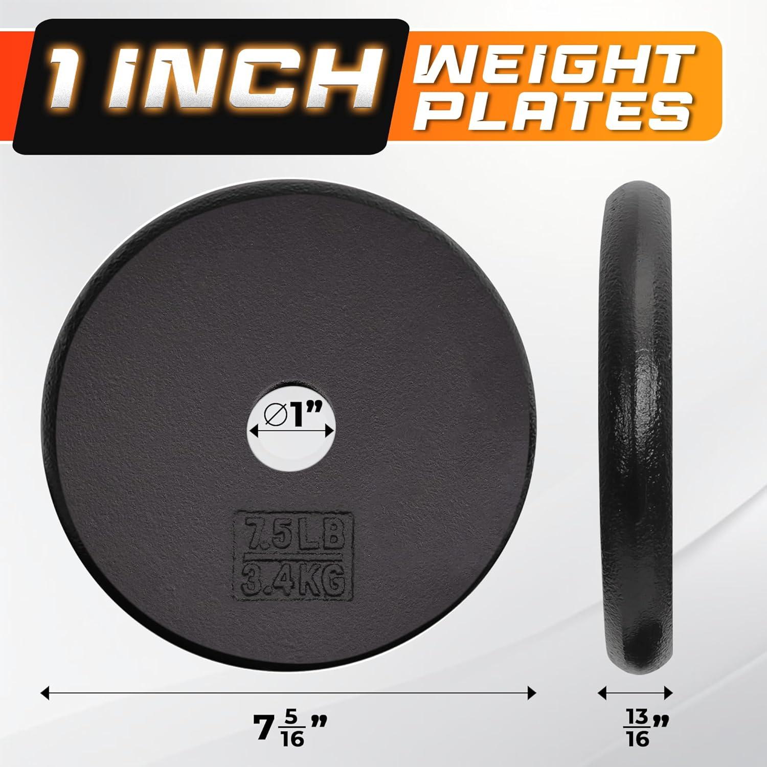 image:imageYes4All Standard 1 Cast Iron Weight Plate Ideal for Strength Training Multiple Weight 5LB to 25LB Single amp Set of 41Inch Center