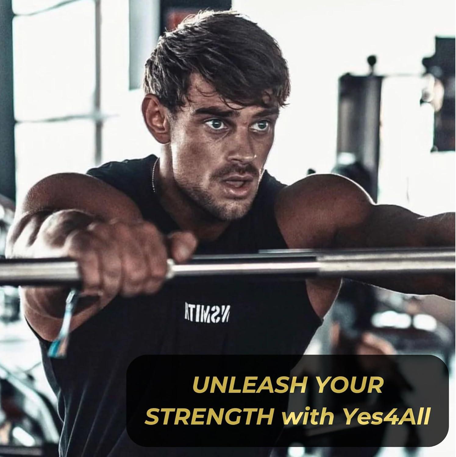 image:imageYes4All Standard Straight Barbell 60 amp EZ Curl Bar 47 Capacity 200 to 480 LB Weight Bar 1 to 2 Diameter Star Lock Collars Rubber Ring Barbell Spins Included for Deadlifts amp SquatsA 1 Straight Barbell Chrome