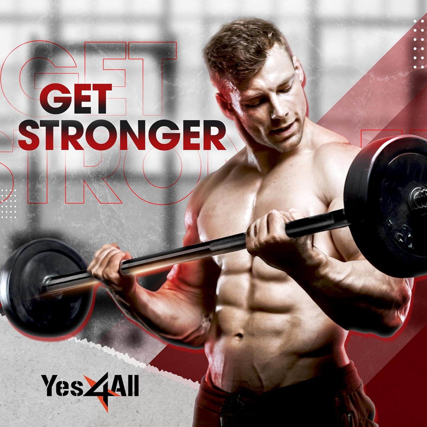 image:imageYes4All Standard Straight Barbell 60 amp EZ Curl Bar 47 Capacity 200 to 480 LB Weight Bar 1 to 2 Diameter Star Lock Collars Rubber Ring Barbell Spins Included for Deadlifts amp SquatsB 1 Straight Barbell Black