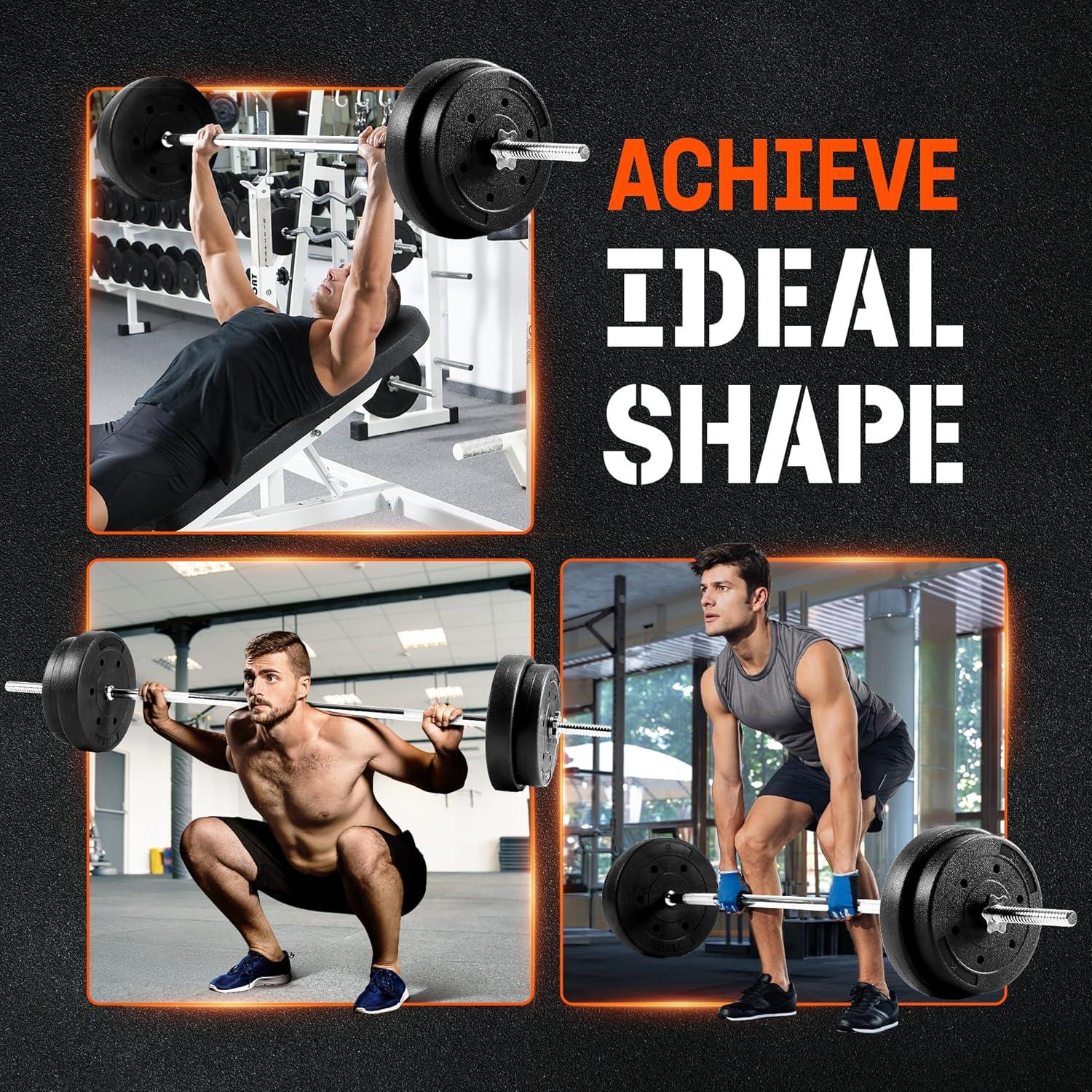 image:imageYes4All Standard Straight Barbell 60 amp EZ Curl Bar 47 Capacity 200 to 480 LB Weight Bar 1 to 2 Diameter Star Lock Collars Rubber Ring Barbell Spins Included for Deadlifts amp SquatsG Straight Bar 1 Set 50LB