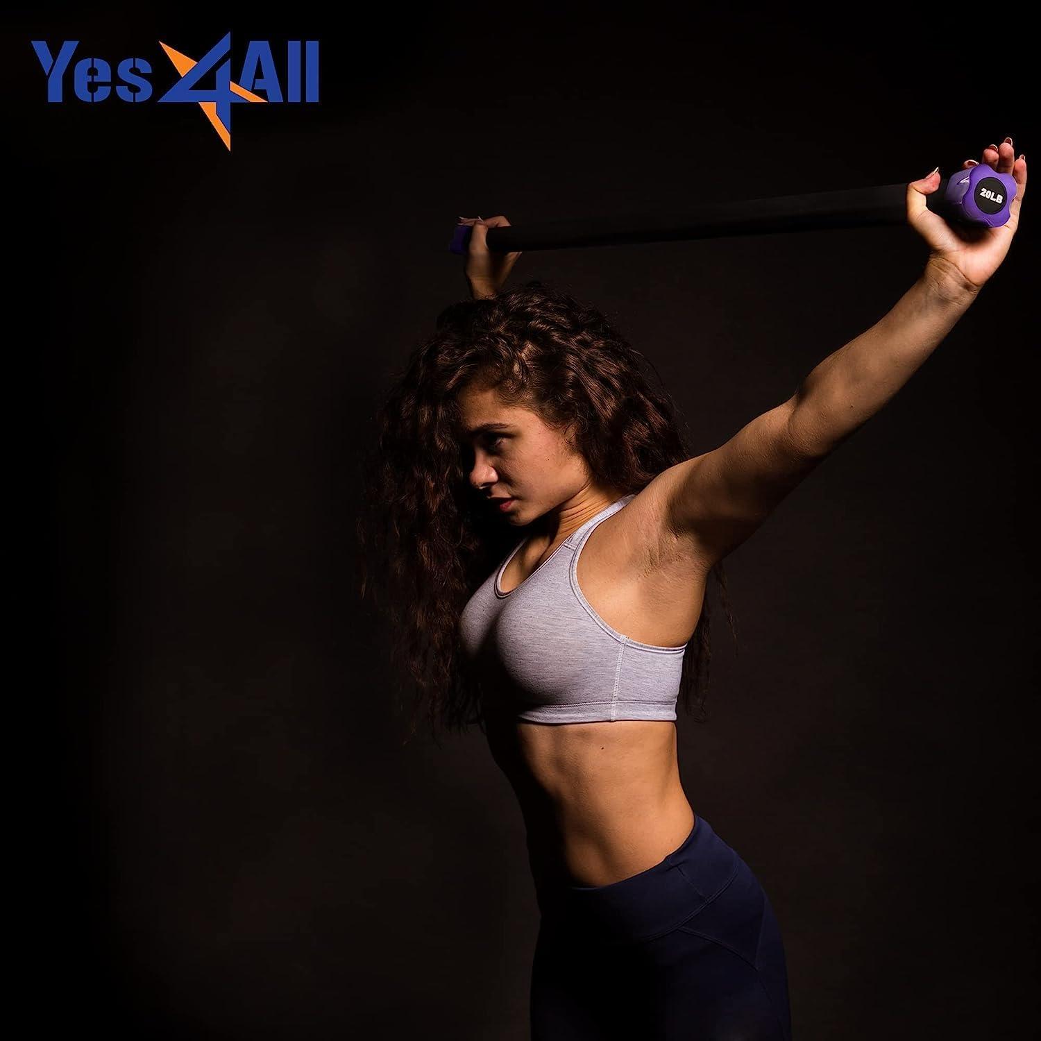 image:imageYes4All Total Body Workout Weighted Bar Resistance Band Bar Racks for Strength Training Exercise Bar for Yoga in Home and Gym SingleComboA 5lbs