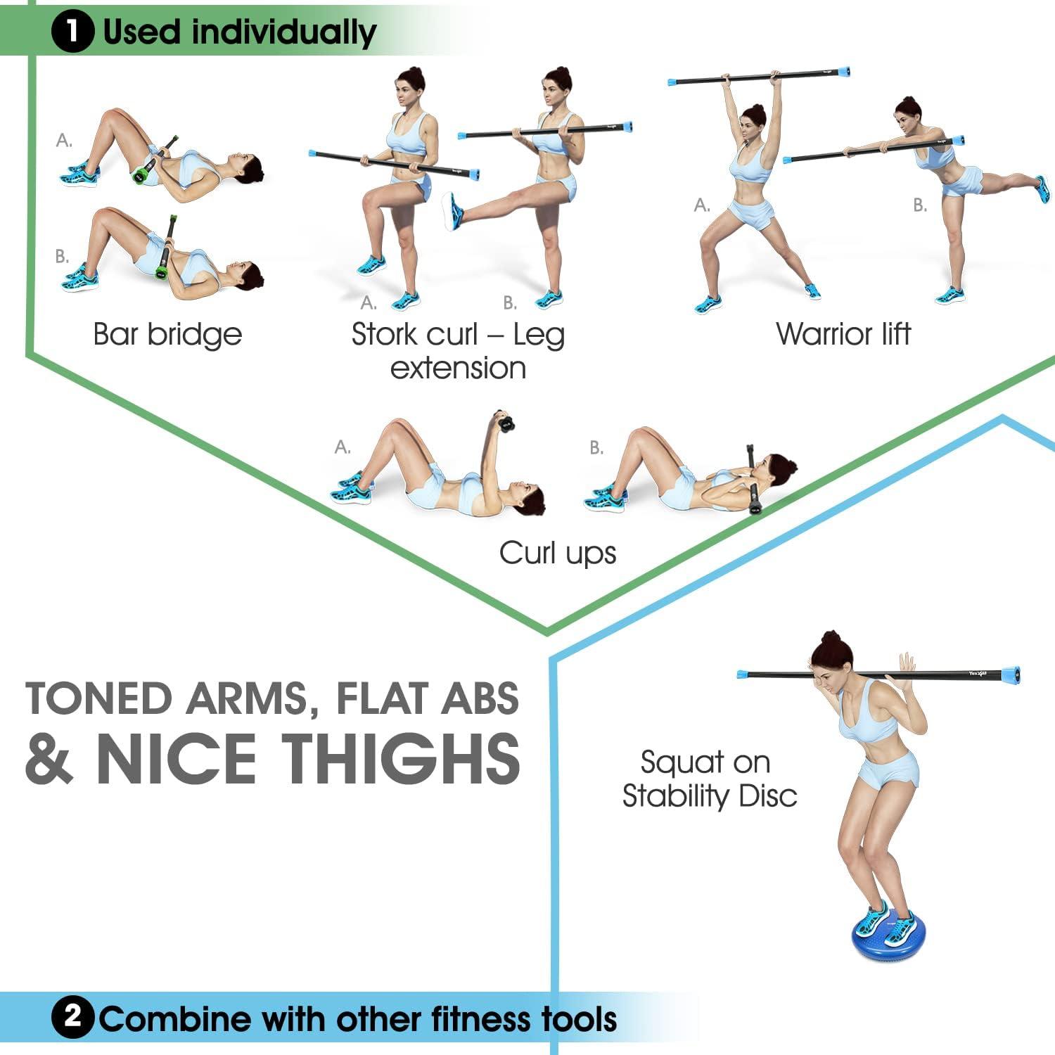 image:imageYes4All Total Body Workout Weighted Bar Resistance Band Bar Racks for Strength Training Exercise Bar for Yoga in Home and Gym SingleComboI Set 10 15 20lbs