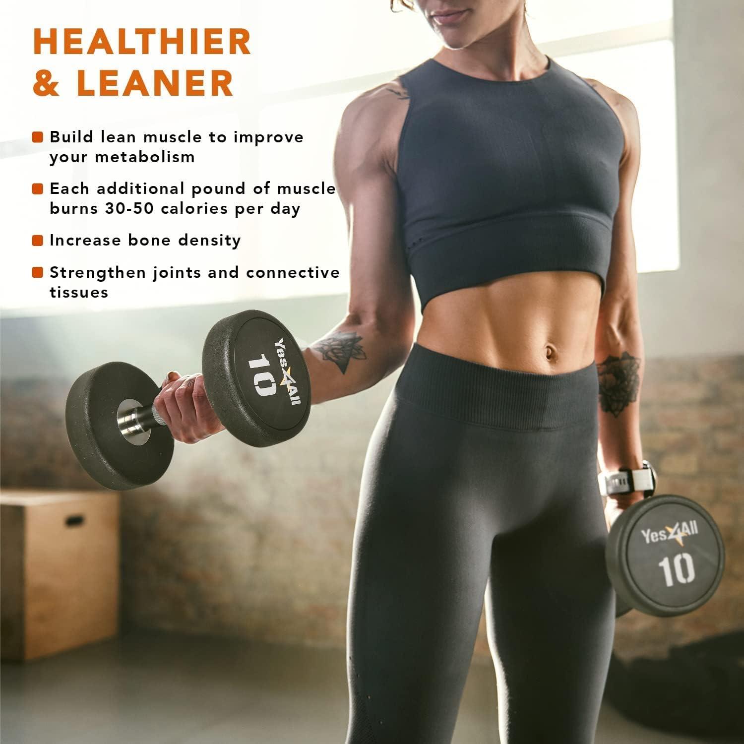 image:imageYes4All Urethane Dumbbell with AntiSlip Knurled Handle 550 LB for Muscle Building Sold IndividuallyI1 45 Pounds