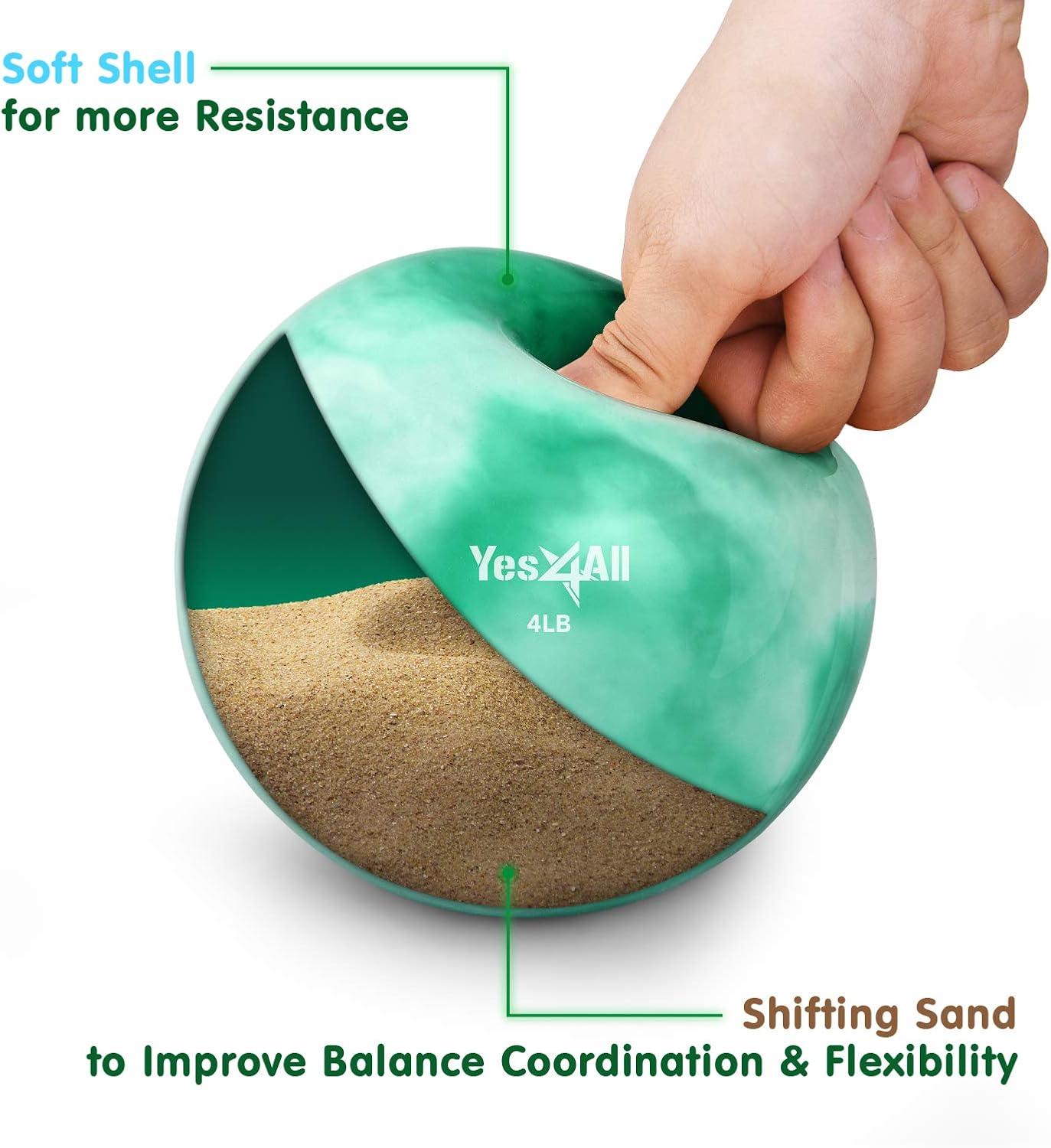 image:imageYes4All Weighted Toning Balls for Exercise Soft Medicine Balls for Exercise Pilates Yoga Balance Flexibility 210lbsH 4lb Green