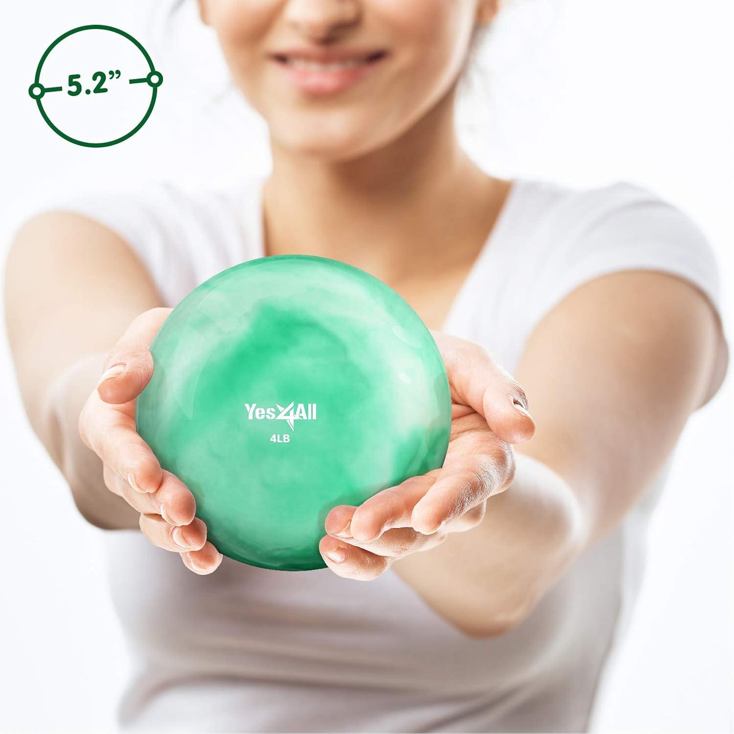 image:imageYes4All Weighted Toning Balls for Exercise Soft Medicine Balls for Exercise Pilates Yoga Balance Flexibility 210lbsH 4lb Green
