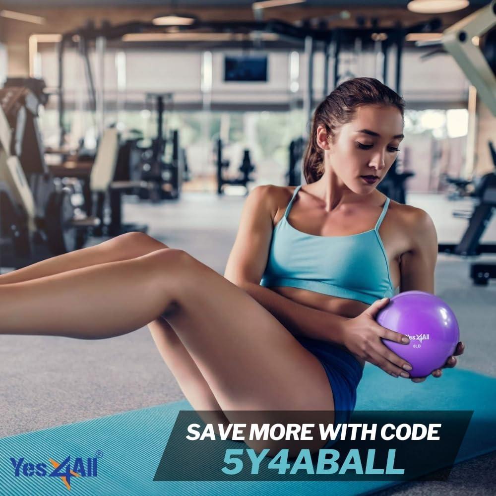 image:imageYes4All Weighted Toning Balls for Exercise Soft Medicine Balls for Exercise Pilates Yoga Balance Flexibility 210lbsK 8lb Purple