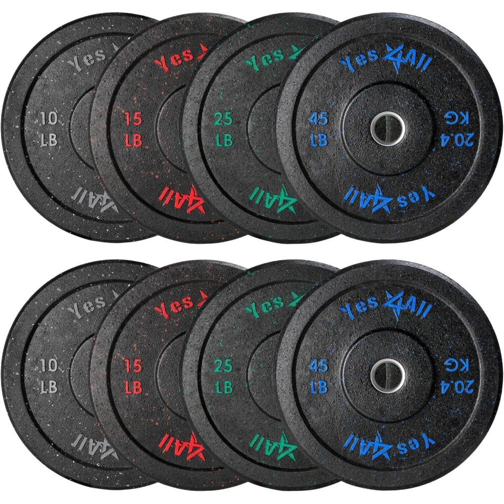image:imageYes4All 2 Bumper Plate 10190 LB Olympic Rubber Weight Plate with Steel Hub for WeightLifting Strength Training Home Gym Less Impact Absorb Bounce amp Shock Multiple Options190LB