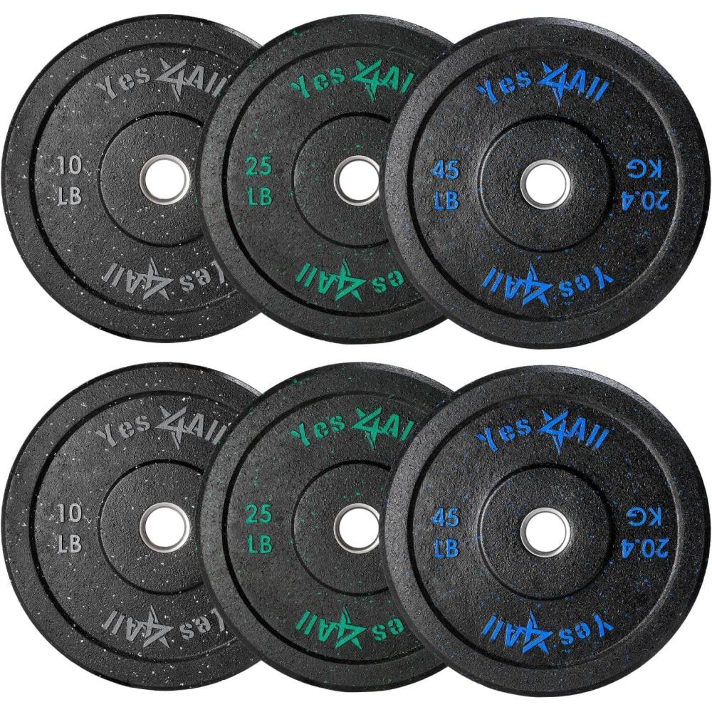 image:imageYes4All 2 Bumper Plate 10190 LB Olympic Rubber Weight Plate with Steel Hub for WeightLifting Strength Training Home Gym Less Impact Absorb Bounce amp Shock Multiple Options160LB