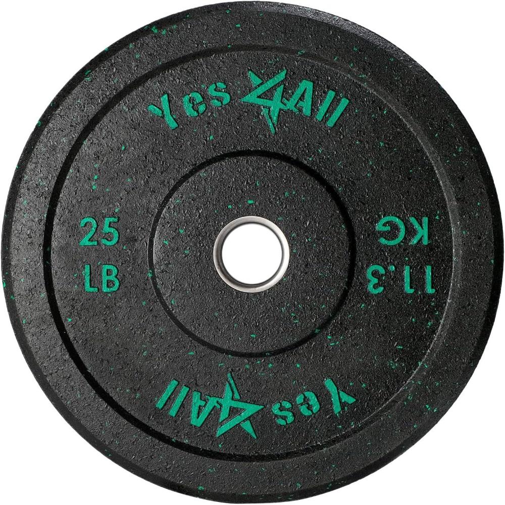 image:imageYes4All 2 Bumper Plate 10190 LB Olympic Rubber Weight Plate with Steel Hub for WeightLifting Strength Training Home Gym Less Impact Absorb Bounce amp Shock Multiple Options25LB