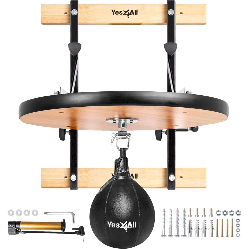 image:imageYes4All 24 inches Adjustable Speed Bag Platform with Upgraded Speed Balls Wall Mount Punching Bag Boxing Training Full Kit
