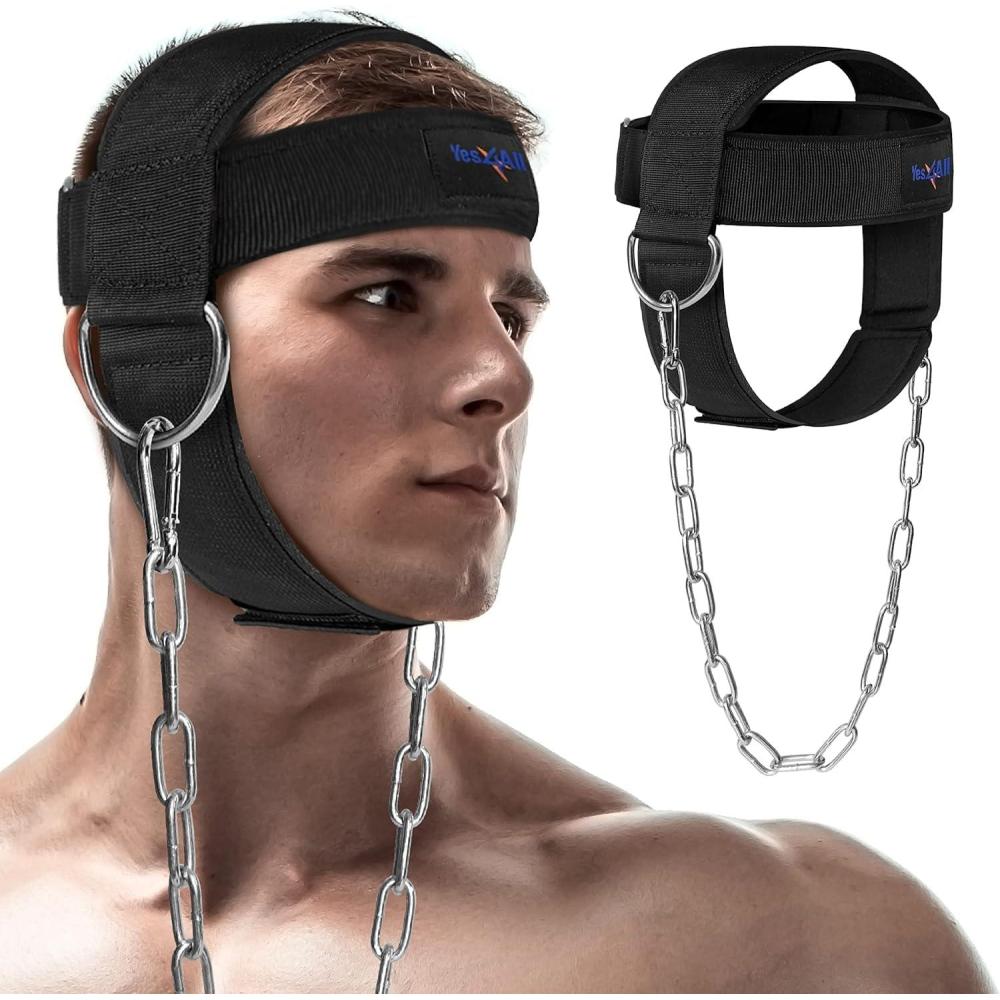 image:imageYes4All Adjustable Neck Harness for Weight Training  Wide Padded Strap Support for Strengthening amp Resistance Training Weight Lifting Head Harness BlackA Black