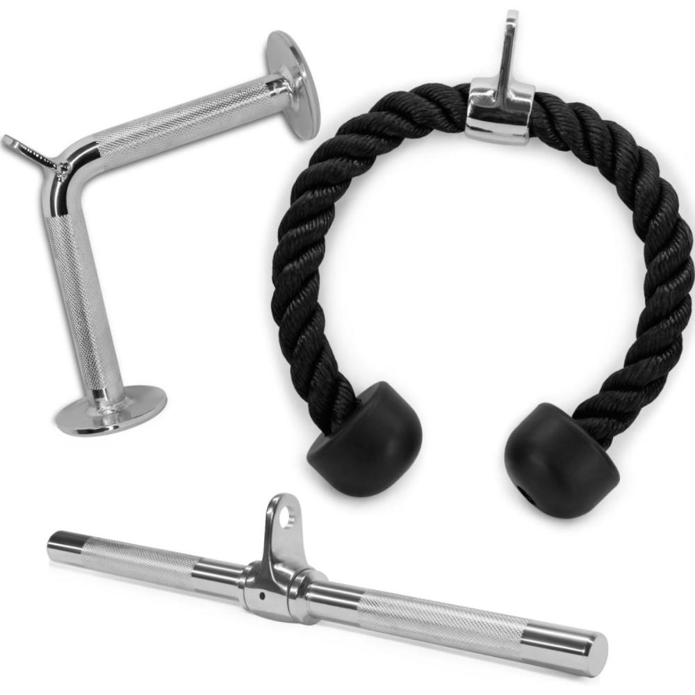 image:imageYes4All Cable Machine Attachment Row Handles Tricep Rope Straight Bar V Bar LAT Pulldown Accessories Load 880 LB for Home GymA Tricep Rope  Straight Bar  V Bar