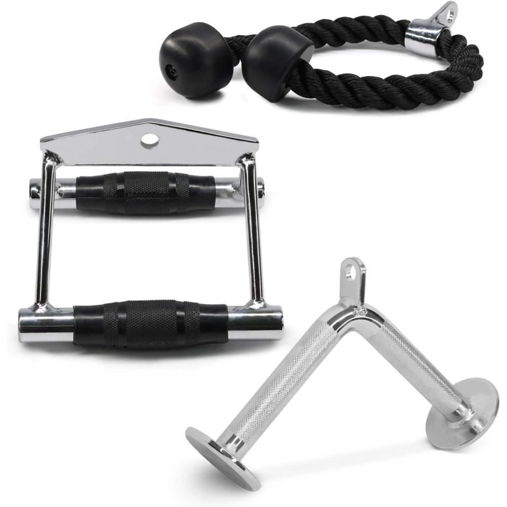 image:imageYes4All Cable Machine Attachment Row Handles Tricep Rope Straight Bar V Bar LAT Pulldown Accessories Load 880 LB for Home GymH Double D Handle  TricepRope  Vshaped bar