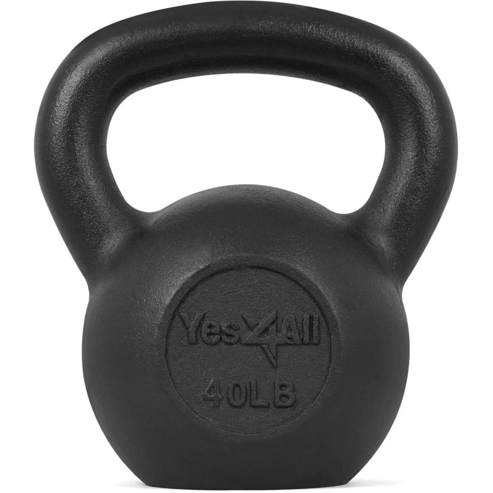 image:imageYes4All Cast Iron Kettlebell Strength Training Kettlebells 580 Lb 5101520253035404550607080 Lb for Full Body Workout Push up Strength Training  Single amp Kettlebell Set of 2 for MenHBlack 40lbs