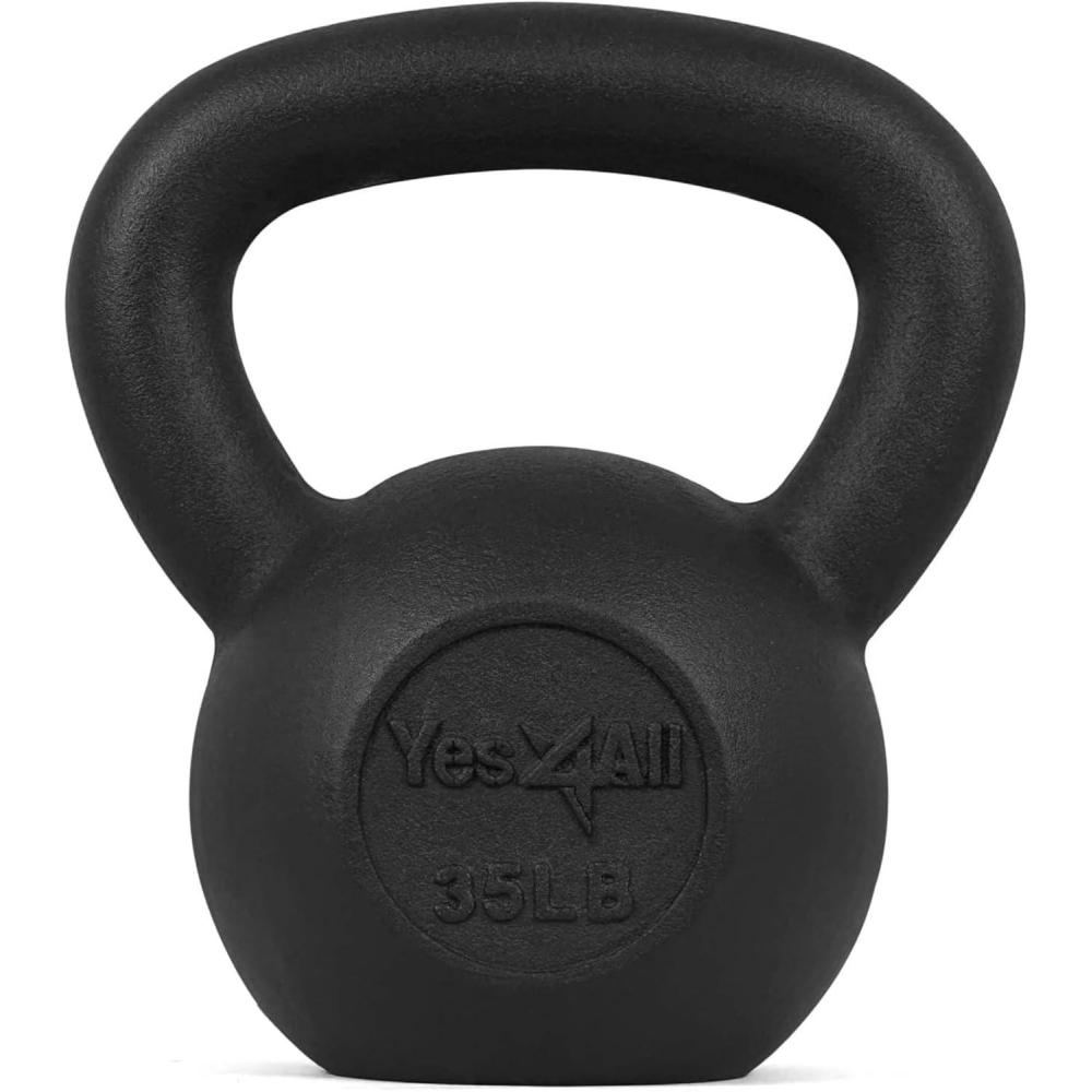 image:imageYes4All Cast Iron Kettlebell Strength Training Kettlebells 580 Lb 5101520253035404550607080 Lb for Full Body Workout Push up Strength Training  Single amp Kettlebell Set of 2 for MenGBlack 35lbs