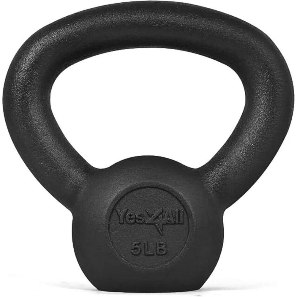 image:imageYes4All Cast Iron Kettlebell Strength Training Kettlebells 580 Lb 5101520253035404550607080 Lb for Full Body Workout Push up Strength Training  Single amp Kettlebell Set of 2 for MenABlack 5lbs
