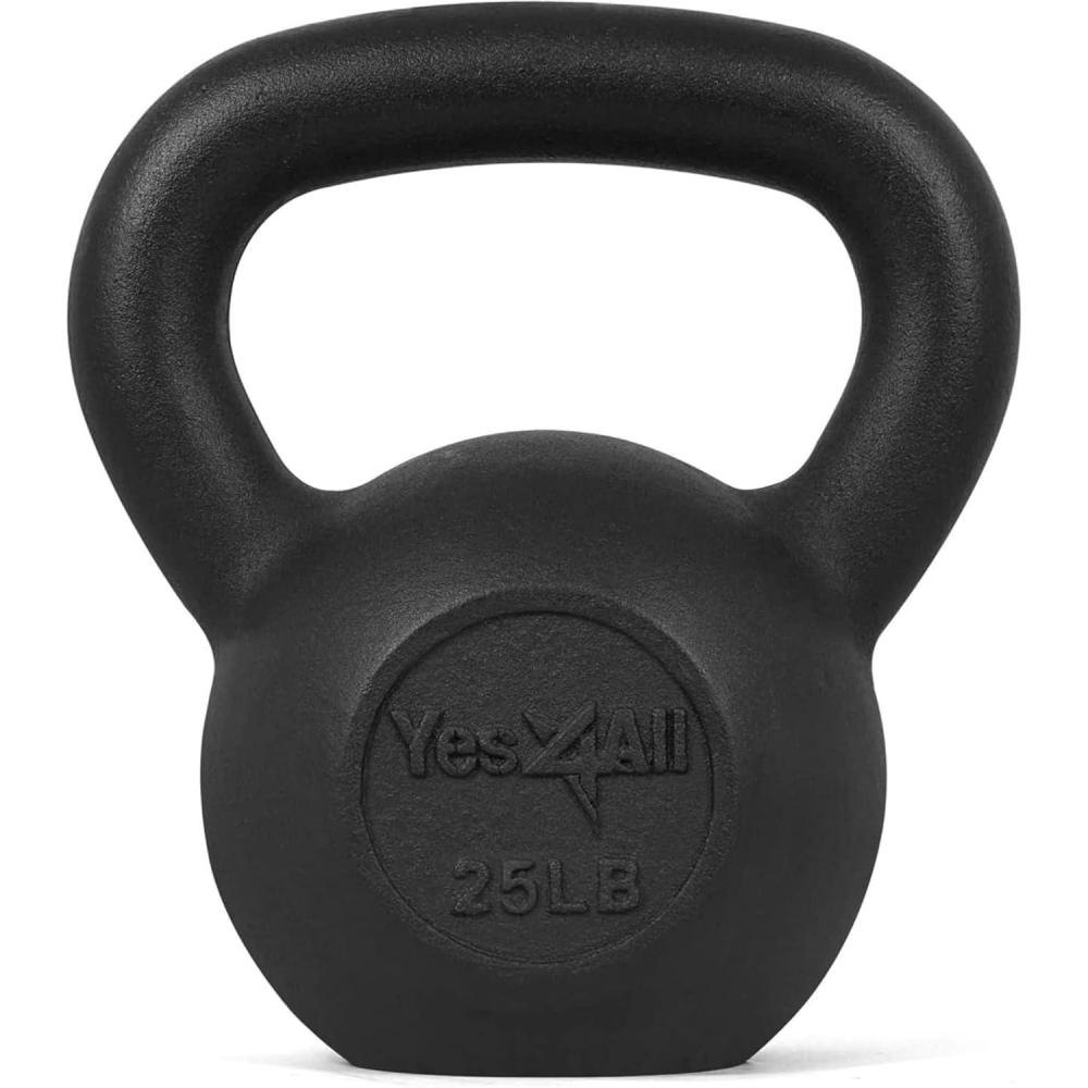 image:imageYes4All Cast Iron Kettlebell Strength Training Kettlebells 580 Lb 5101520253035404550607080 Lb for Full Body Workout Push up Strength Training  Single amp Kettlebell Set of 2 for MenEBlack 25lbs
