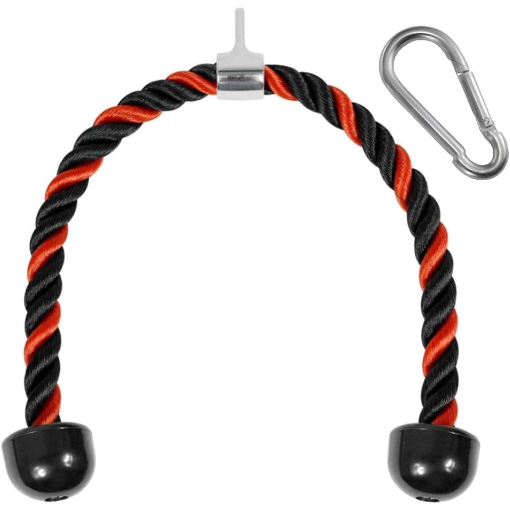 image:imageYes4All Deluxe Tricep Rope Cable Attachment 27 amp 36 inch with 4 Colors Exercise Machine Attachments Pulley System Gym Pull Down Rope with CarabinerF 36 Red Black