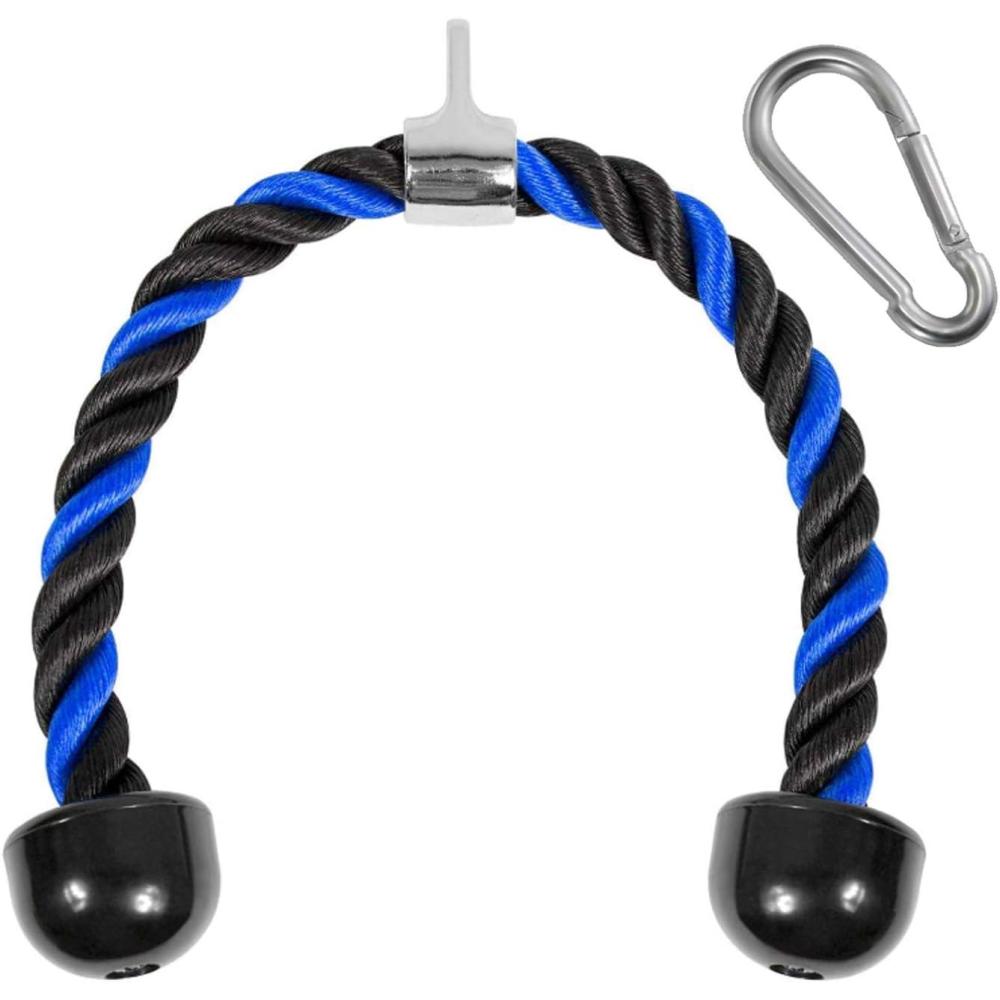 image:imageYes4All Deluxe Tricep Rope Cable Attachment 27 amp 36 inch with 4 Colors Exercise Machine Attachments Pulley System Gym Pull Down Rope with CarabinerG 27 Blue Black