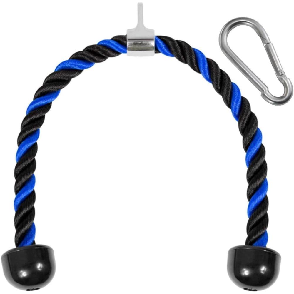 image:imageYes4All Deluxe Tricep Rope Cable Attachment 27 amp 36 inch with 4 Colors Exercise Machine Attachments Pulley System Gym Pull Down Rope with CarabinerH 36 Blue Black