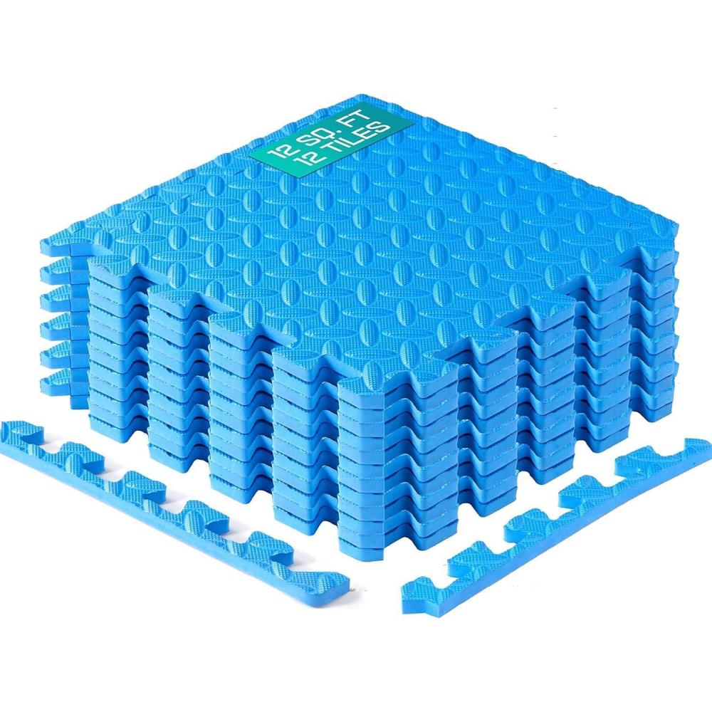 image:imageYes4All EVA Interlocking Mats Puzzle Floor Tiles Foam Floor Padding with Border for Furniture Home Space Living Room Garage 11153299 SQFTBlue
