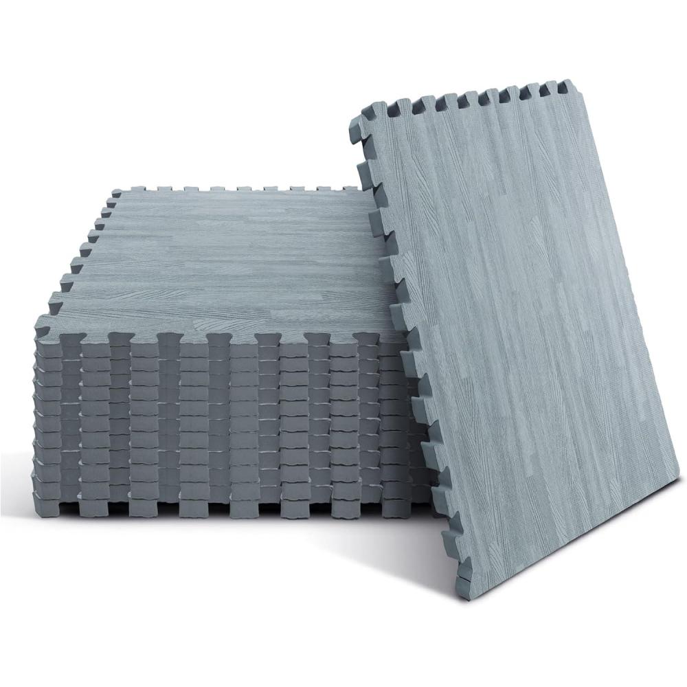 image:imageYes4All EVA Interlocking Mats Puzzle Floor Tiles Foam Floor Padding with Border for Furniture Home Space Living Room GarageJ 48 Square Feet 12 Tiles  Slate