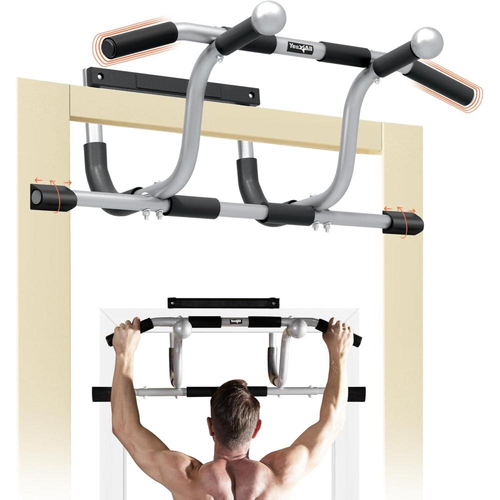 image:imageYes4All Heavy Duty Wall Mounted Pull Up Bar Over Door Pull Up Bar for Doorway Multi Grip Chin Up Bar Sturdy Strength Training Bars amp Durable Gym Bar for Home ExerciseElevated Doorway Pull Up Bar