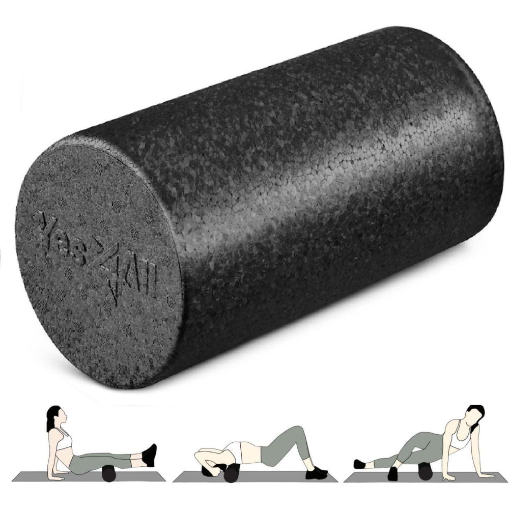 image:imageYes4All HighDensity EPP Round Back Roller Foam Exercise Foam Roller for Yoga Pilates amp Stretching 12 18 24 36 inchB Black