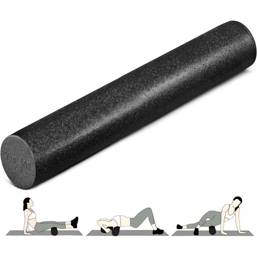 image:imageYes4All HighDensity Round Back Roller Foam Exercise Foam Roller for Yoga Pilates amp Stretching 12 18 24 36 inchBlack