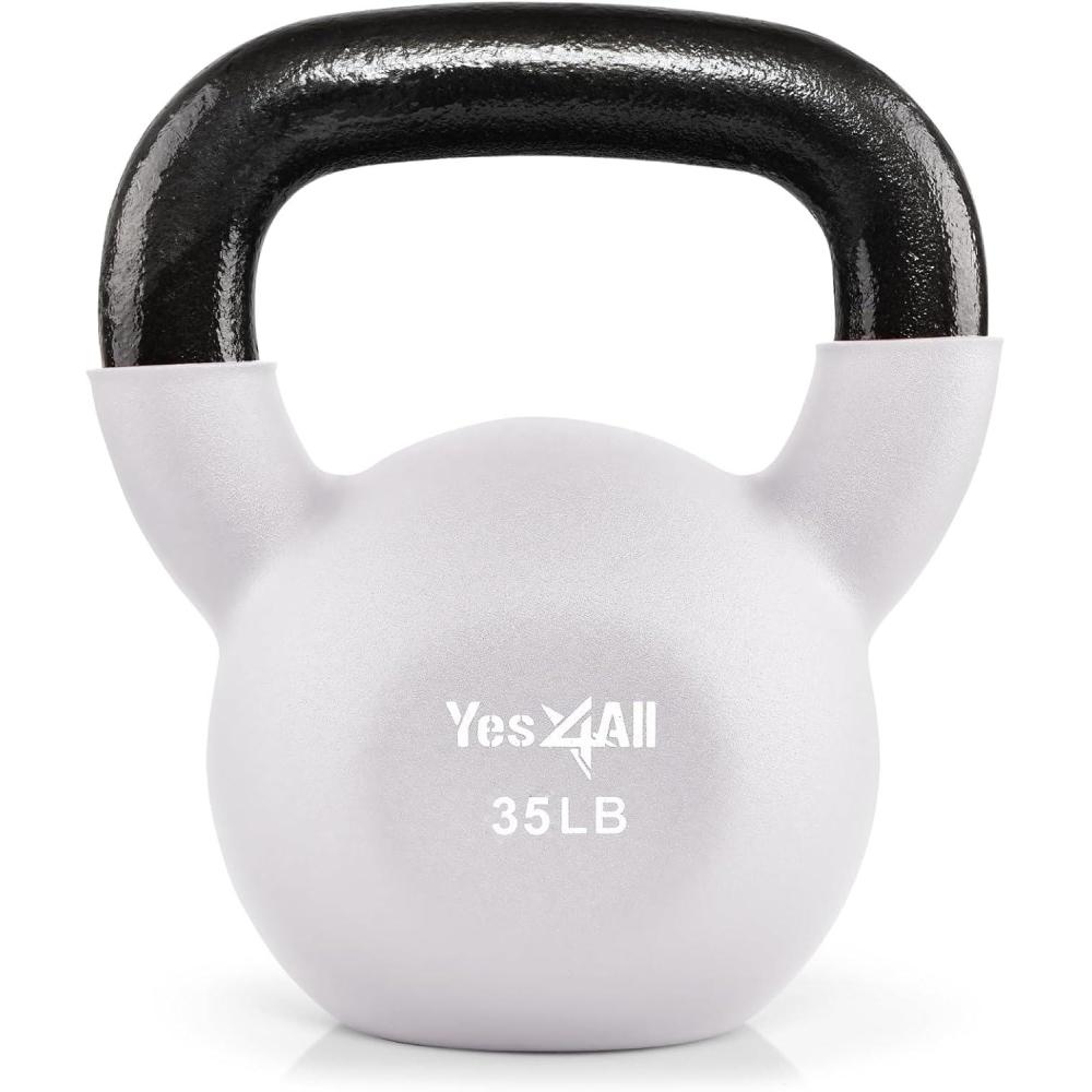 image:imageYes4All Kettlebell 565 LB Neoprene Coated Cast Iron Kettlebells Wide Grip Handle amp Flat Bottom for Swings Squats Deadlifts Push Ups amp Full Body Training at Home Gym Single amp SetH 35LB Cloud Dancer