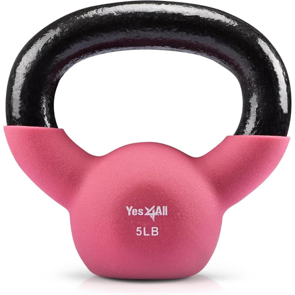 image:imageYes4All Kettlebell 565 LB Neoprene Coated Cast Iron Kettlebells Wide Grip Handle amp Flat Bottom for Swings Squats Deadlifts Push Ups amp Full Body Training at Home Gym Single amp SetA1 5LB Fruit Dove