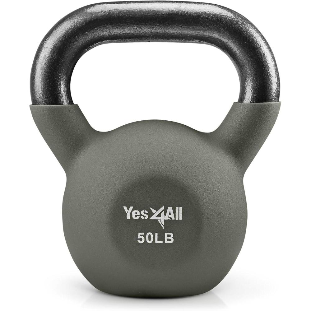 image:imageYes4All Kettlebell 565 LB Neoprene Coated Cast Iron Kettlebells Wide Grip Handle amp Flat Bottom for Swings Squats Deadlifts Push Ups amp Full Body Training at Home Gym Single amp SetL 50LB Gunmetal