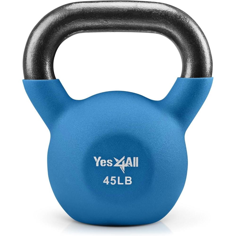 image:imageYes4All Kettlebell 565 LB Neoprene Coated Cast Iron Kettlebells Wide Grip Handle amp Flat Bottom for Swings Squats Deadlifts Push Ups amp Full Body Training at Home Gym Single amp SetJ 45LB Skydiver