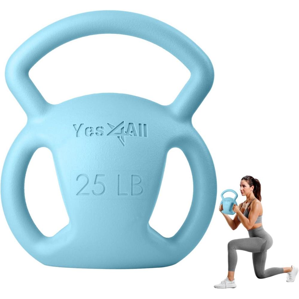 image:imageYes4All Kettlebell Strength Training Kettlebells for Women Wide Multigrip Textured Handle for Home Gym Exercises amp Full Body Workout Single 525 lb amp Set of 1015 lbE 25LB Blue
